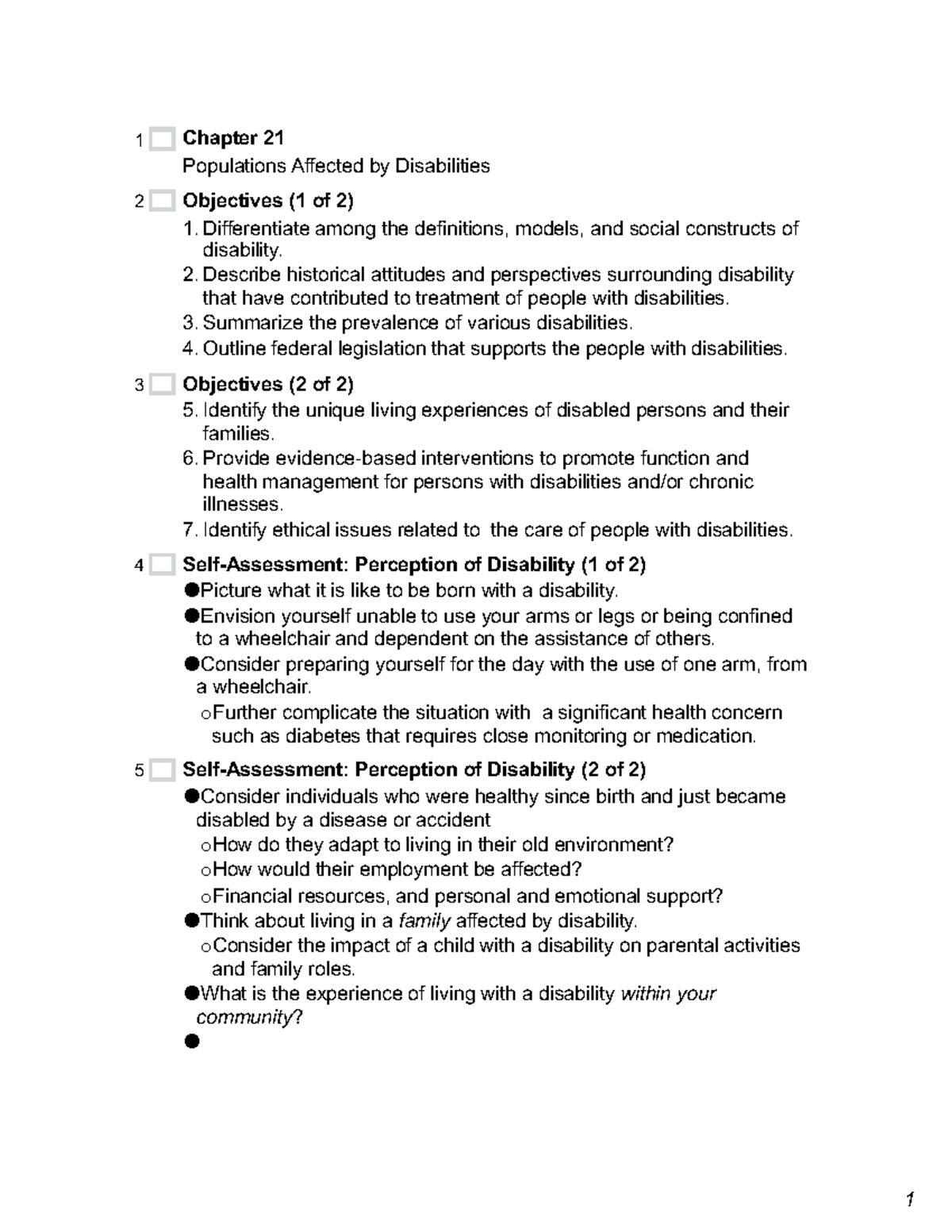 Populations Affected by Disabilities - 1 Chapter 21 Populations ...