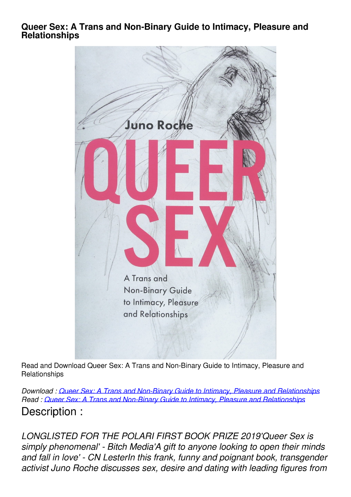 EBOOK READ Queer Sex: A Trans and Non-Binary Guide to Intimacy ...