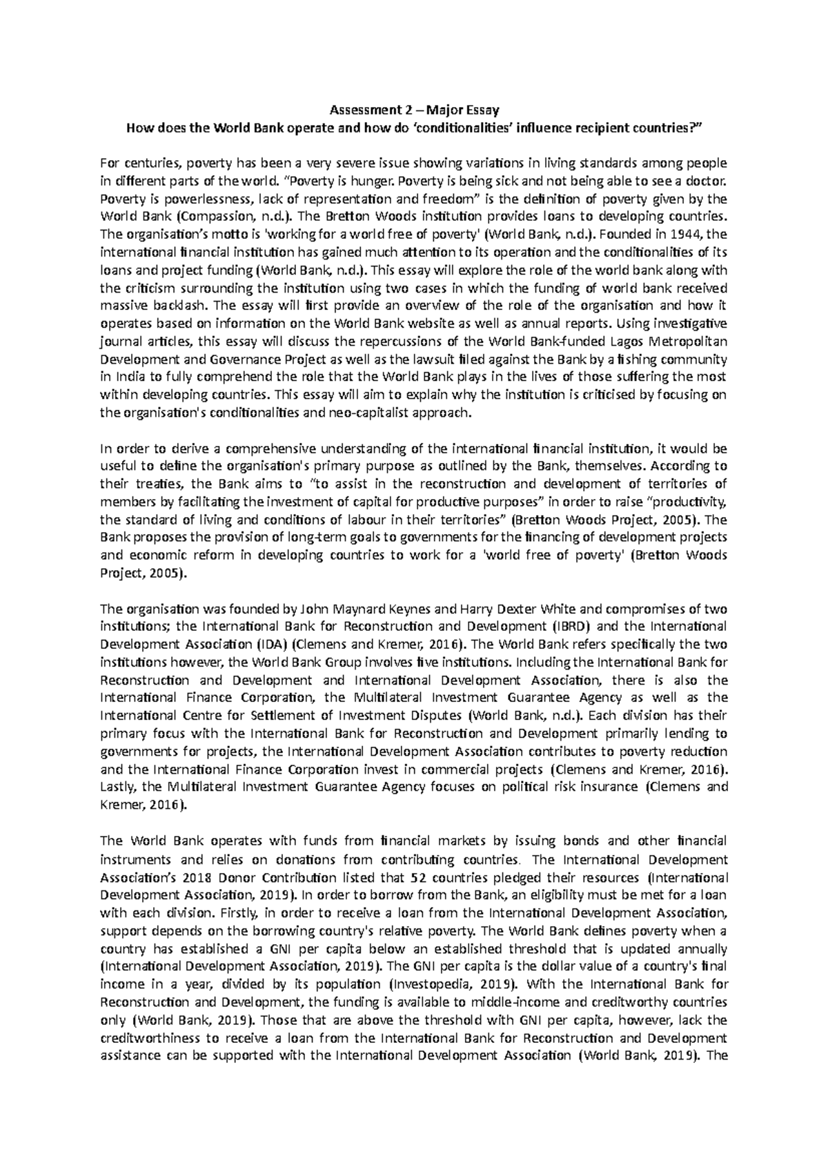 Major essay - How does the World Bank operate and how do ...