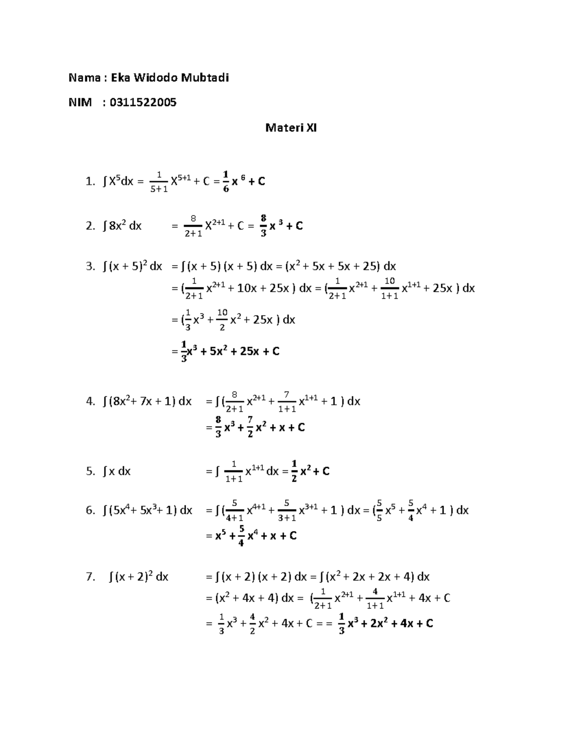 Math 11 Eka Widodo Mubtadi 0311522005 - Nama : Eka Widodo Mubtadi NIM ...