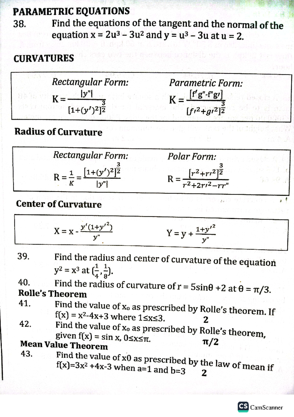 Parametric Equations, Curvatures, Etc. - Copy - BS-Mathematics - Studocu