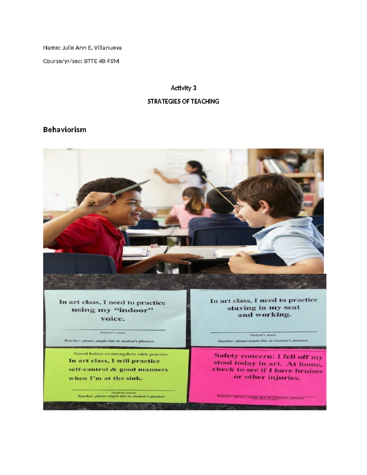 Strategies of teaching activity 3 - Name: Julie Ann E. Villanueva ...