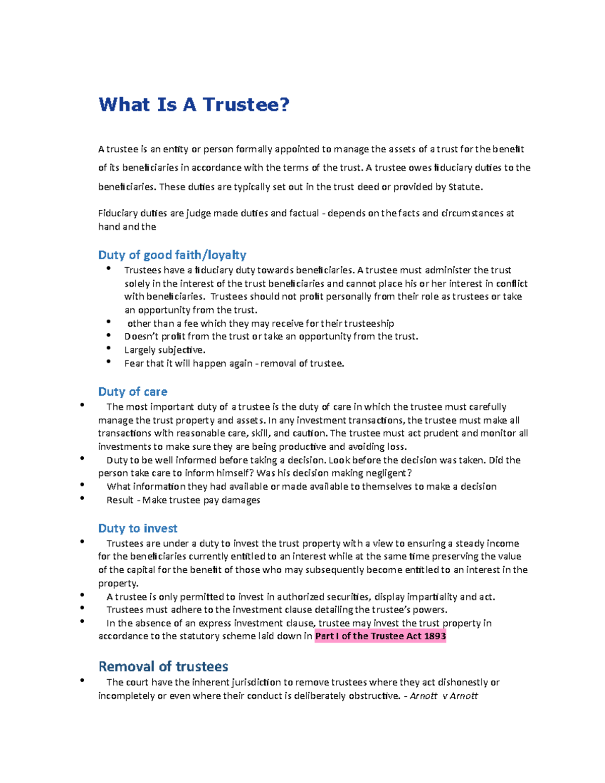 Duties Of Trustees - What Is A Trustee? A Trustee Is An Entity Or ...