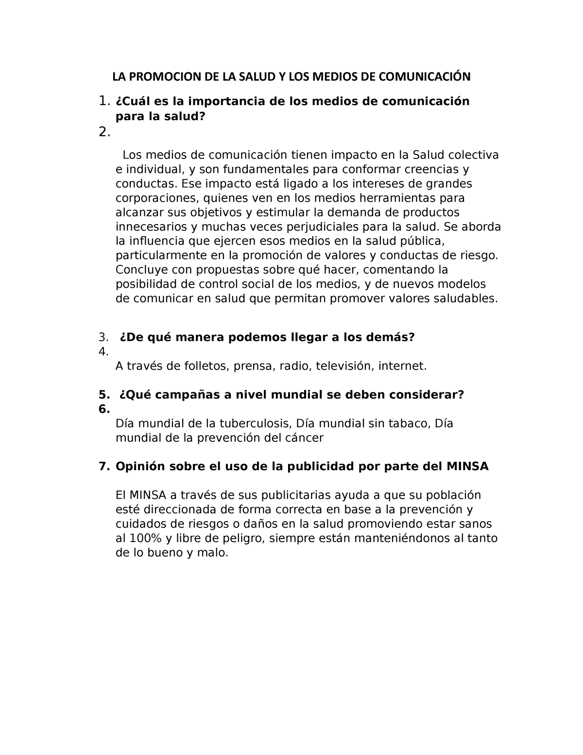 LA Promocion DE LA Salud Y LOS Medios DE Comunicación - LA PROMOCION DE ...