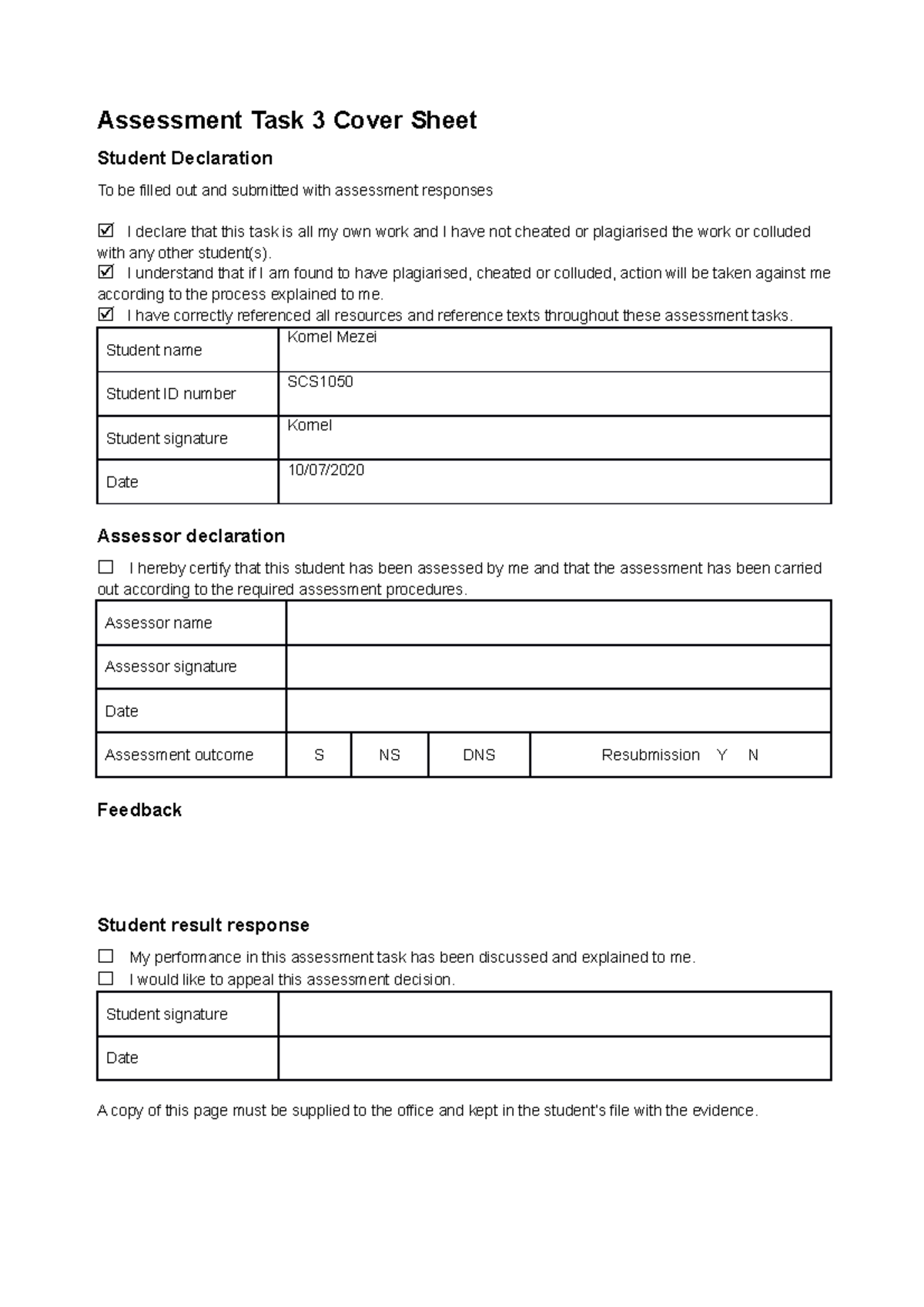 I Ctpmg 602 - Assessment Task 3 - Assessment Task 3 Cover Sheet Student ...