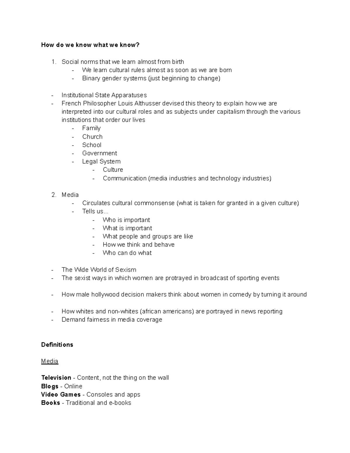 MIT 1050 - Week 1 Notes - How do we know what we know? Social norms ...