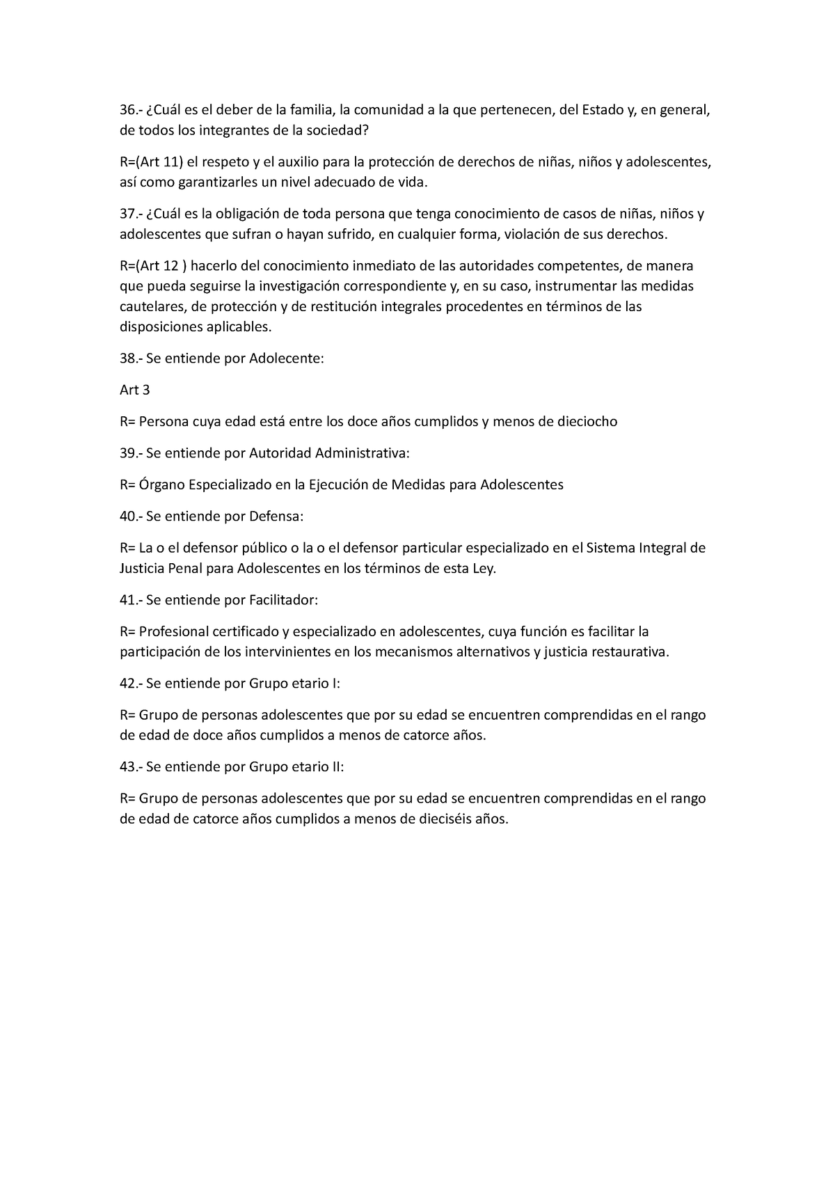 Cuestionario De Juicios - 36.- ¿cuál Es El Deber De La Familia, La 