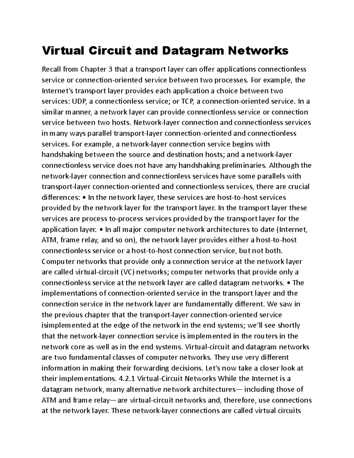 Virtual circuit - notes - Virtual Circuit and Datagram Networks Recall ...
