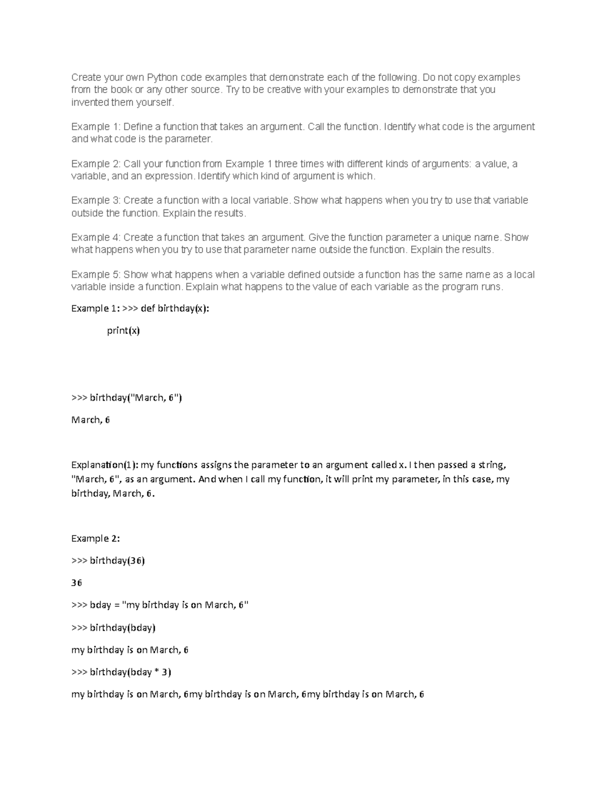 Cs1101discussionforumunit 2 - Create your own Python code examples that ...
