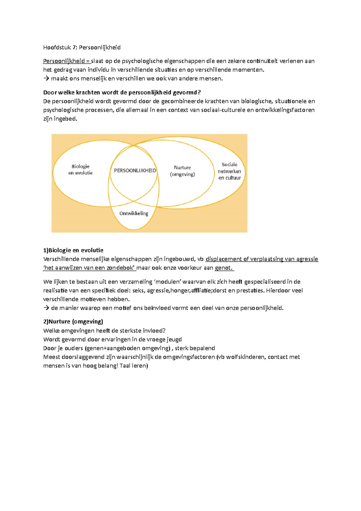 Hoofdstuk 7 - Persoonlijkheid - Mensen Verstaan 1 - Samenvatting ...