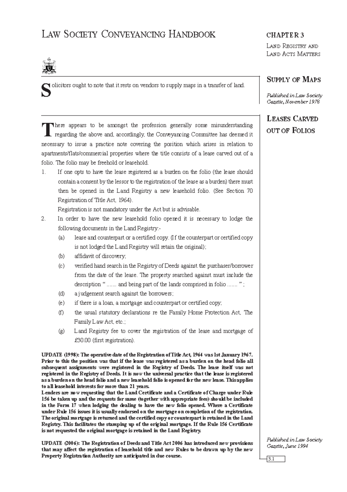 Chapter 03 - law - conveyancing law society notes - LAW SOCIETY ...