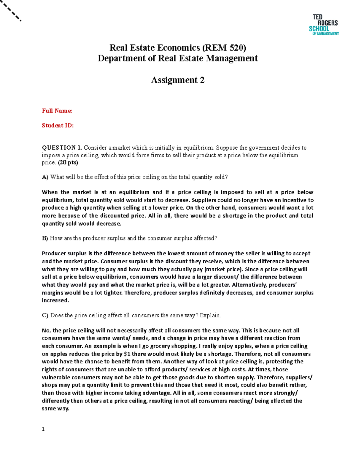 REM520Assignment 2 final script Real Estate Economics (REM 520