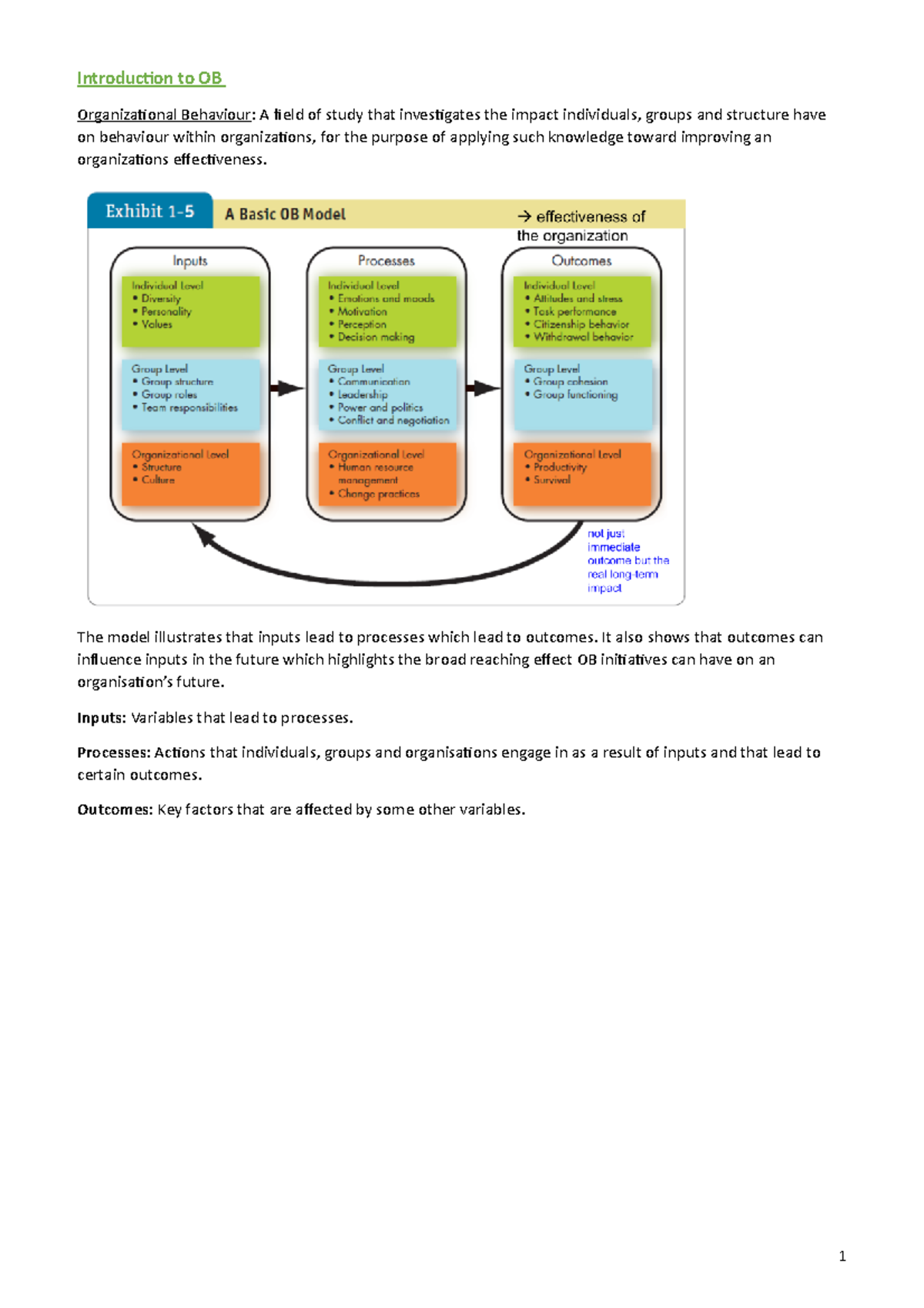 Summary OB - Zusammenfassung Human Resource Management & Organisational ...