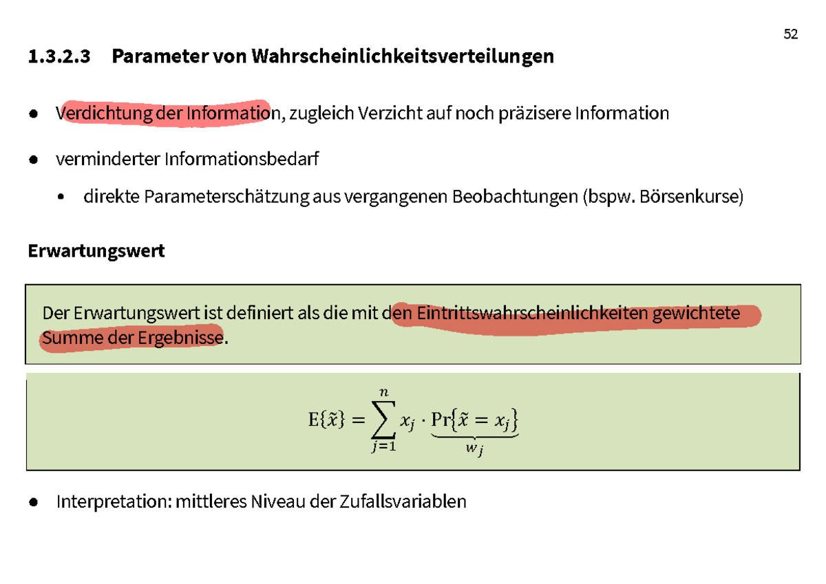 5. Vorlesung - 1.3.2 Parameter Von Wahrscheinlichkeitsverteilungen ...