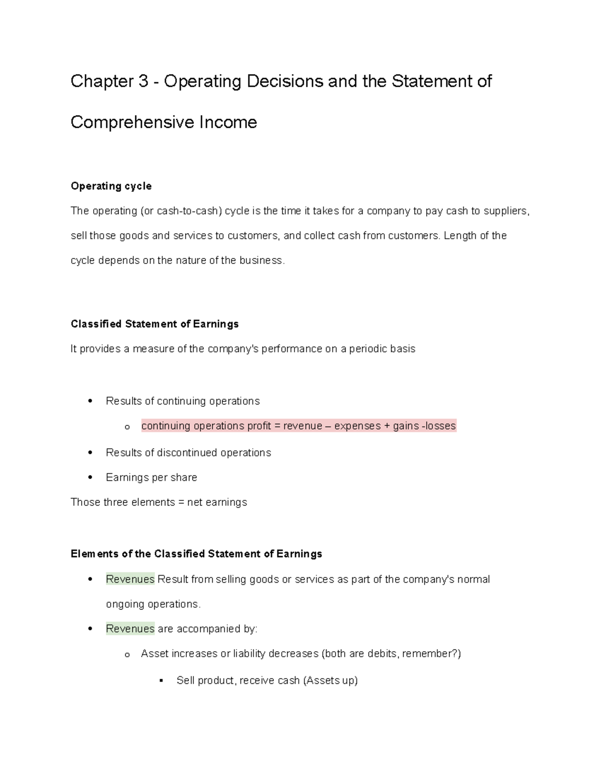 MGAB01 Notes - Chapter 3 - Chapter 3 - Operating Decisions and the ...
