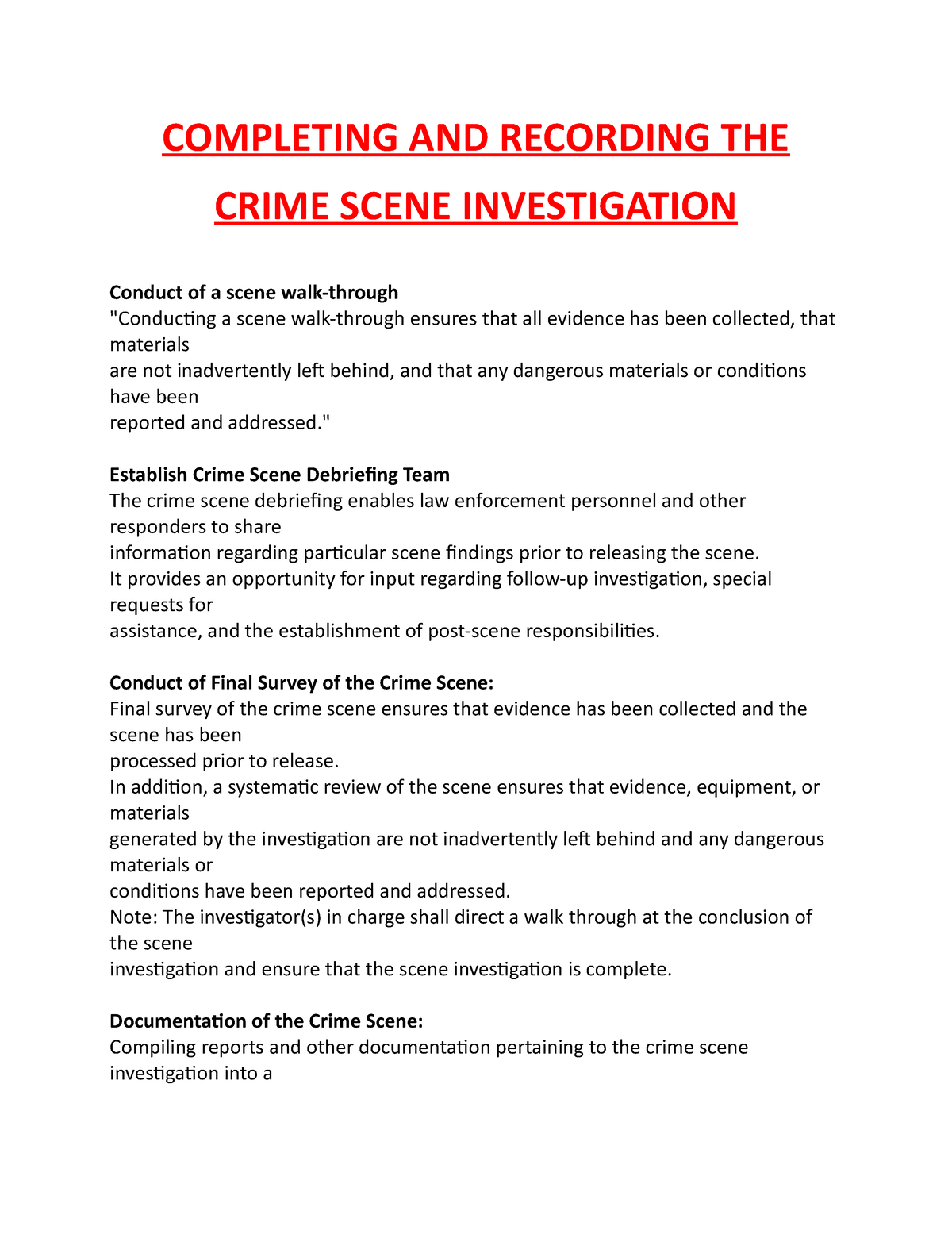 crime scene investigation essay topics