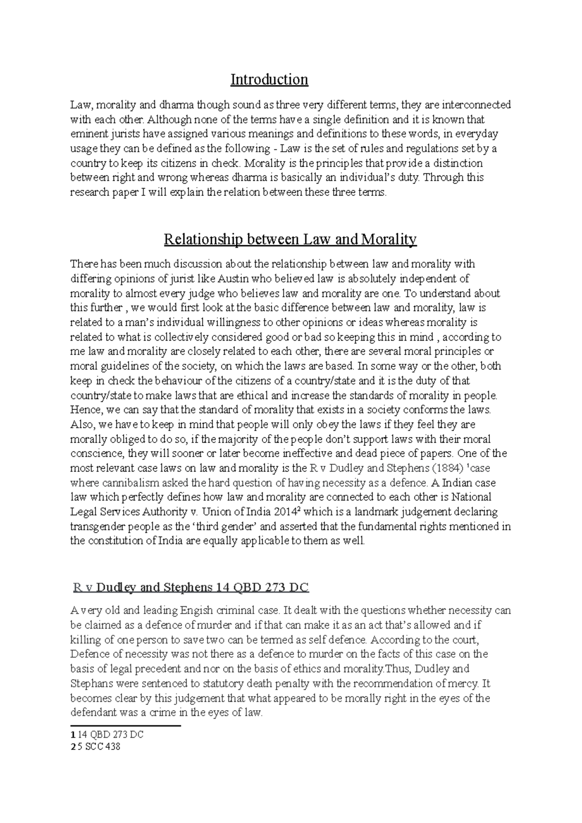Lm research paper sem 1 - Introduction Law, morality and dharma though ...