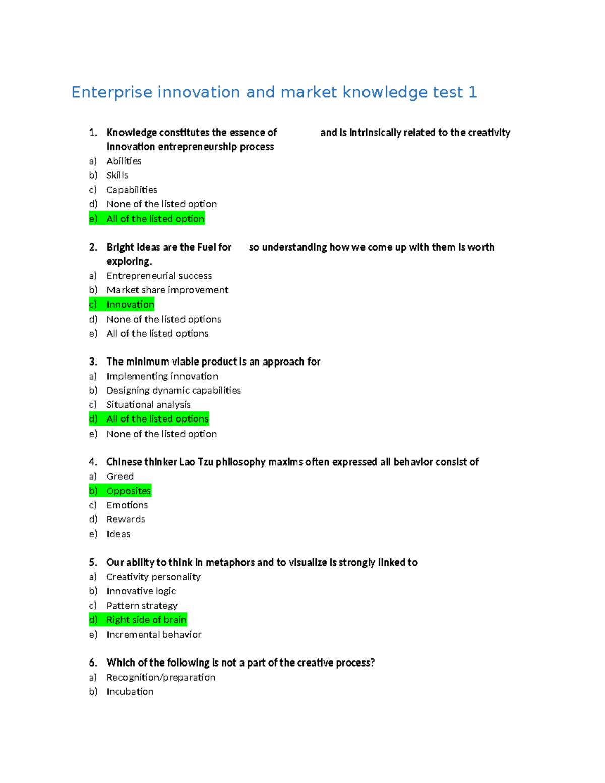 Enterprise innovation and market practise questions - Enterprise ...