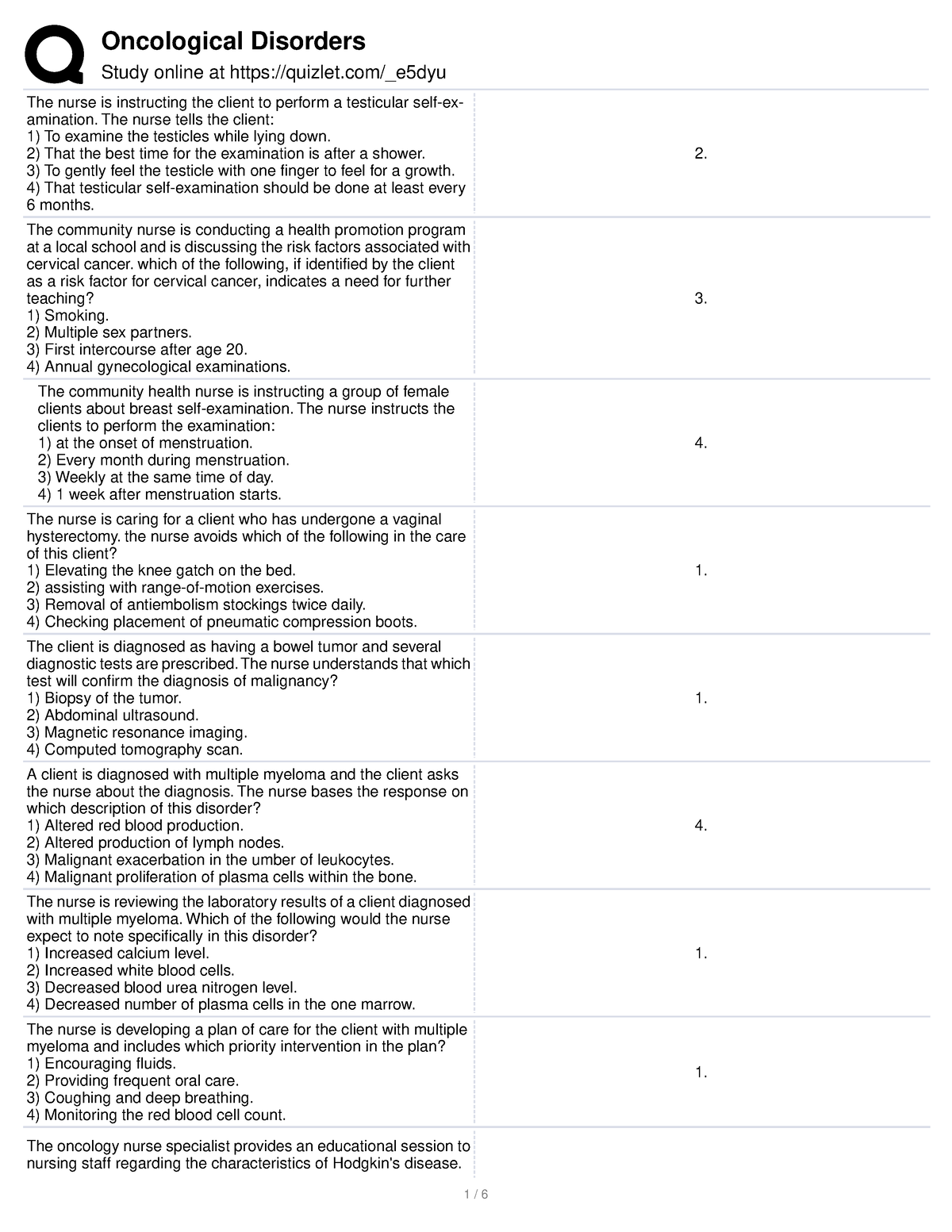 ONCO Disorder - practice questions - Study online at quizlet/_e5dyu The ...