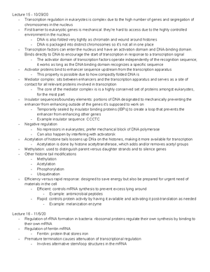 BISC 3209 Notes 6 (Lectures 19-20) - Lecture 19 - Quiz, No Lecture ...