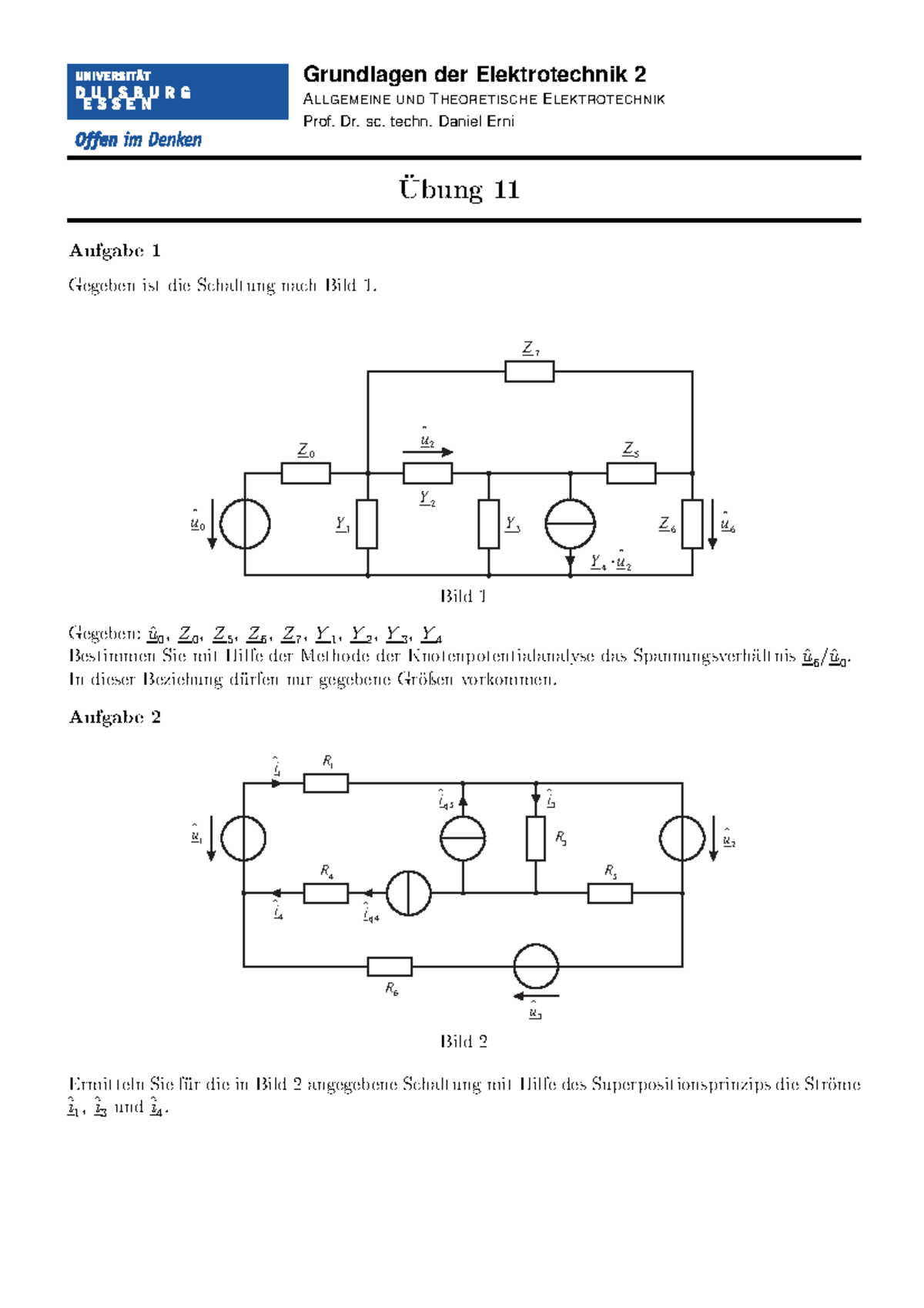 GET2 Uebung 11 - Grundlagen Der Elektrotechnik 2 A LLGEMEINE UND T ...