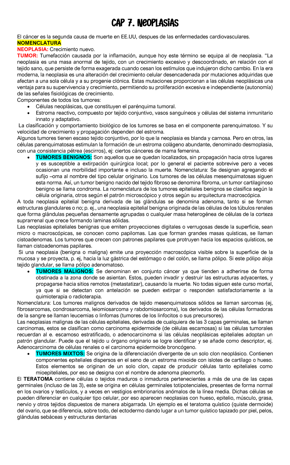 CAP 7, Primero Resumen. - El C·ncer Es La Segunda Causa De Muerte En EE ...