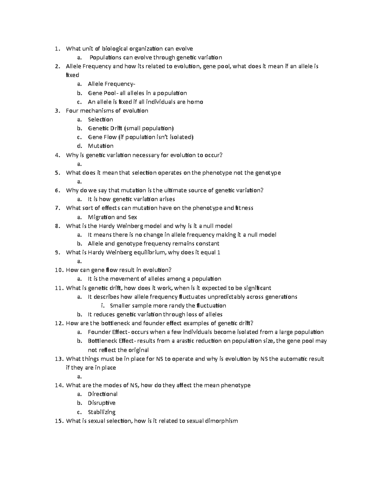 Dr. Auld WCU BIO110 Study Guide Exam 4 - What unit of biological ...