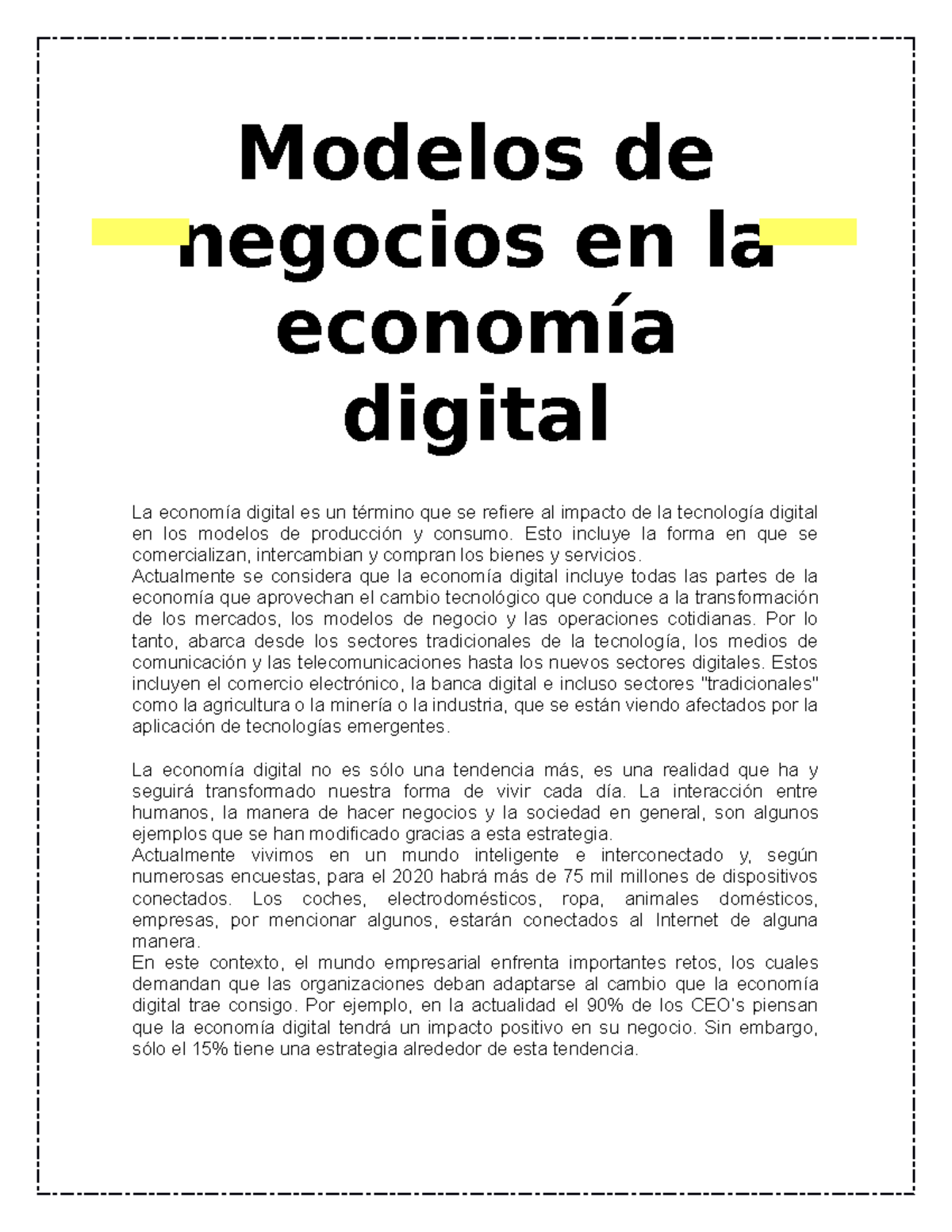 Modelos de negocios en la economía digital - Modelos de negocios en la ...