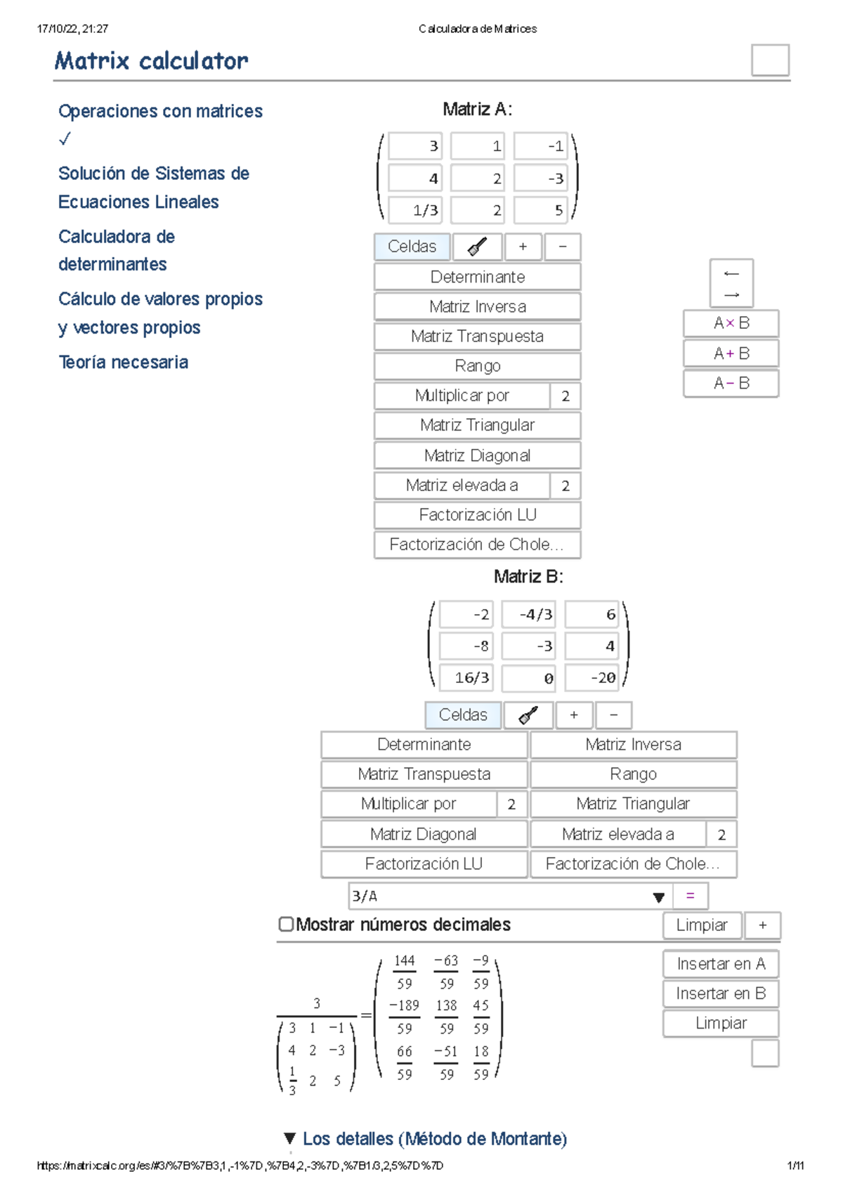 Calculadora De Matrices Matrix Calculator Operaciones Con Matrices Solución De Sistemas De 6295