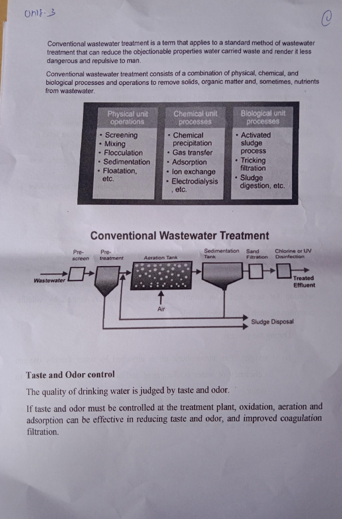 Unit 3 WWT - Wwt notes - Conventional wastewater treatment is a term ...