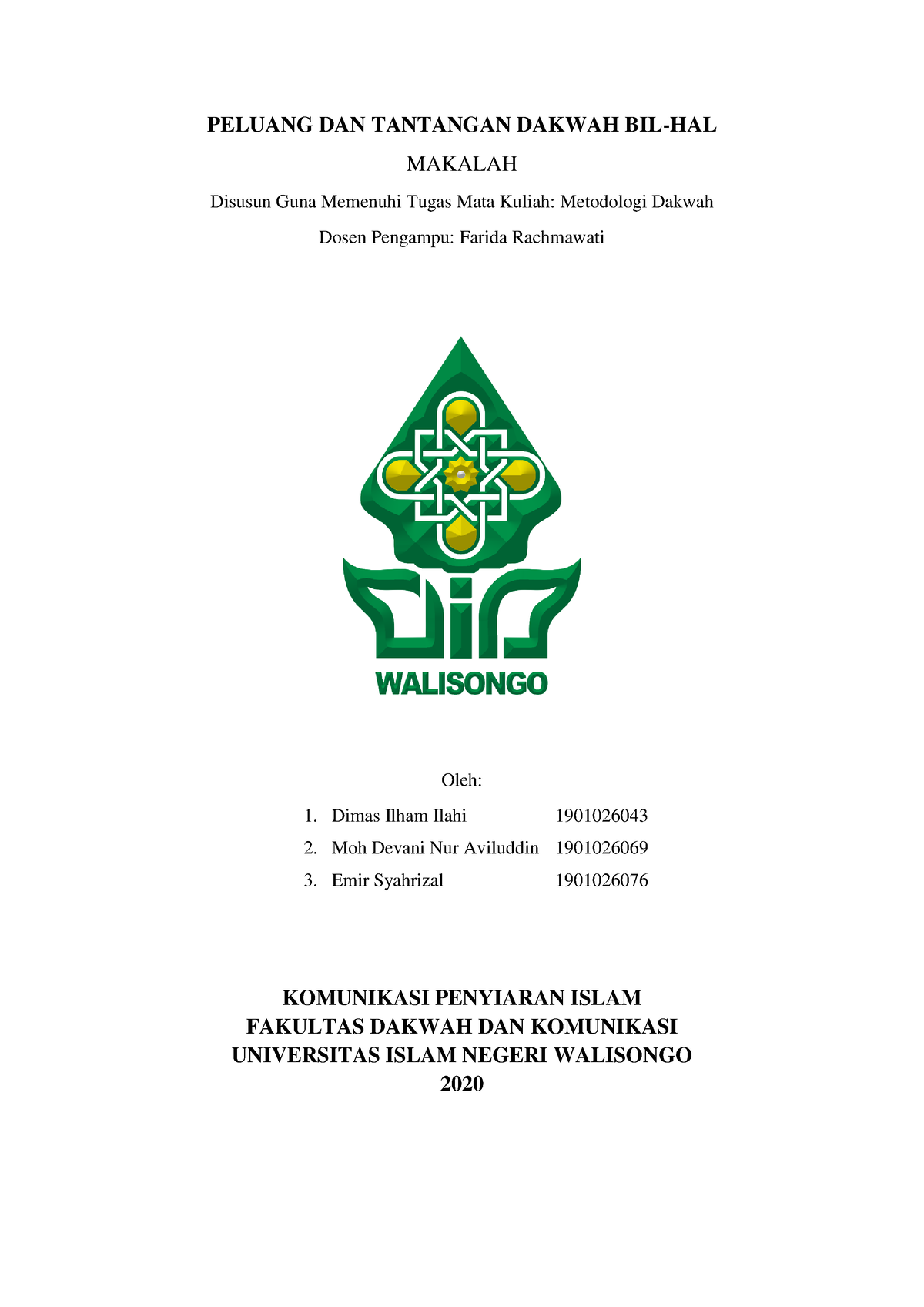 Dakwah Bil Hal - PELUANG DAN TANTANGAN DAKWAH BIL-HAL MAKALAH Disusun ...