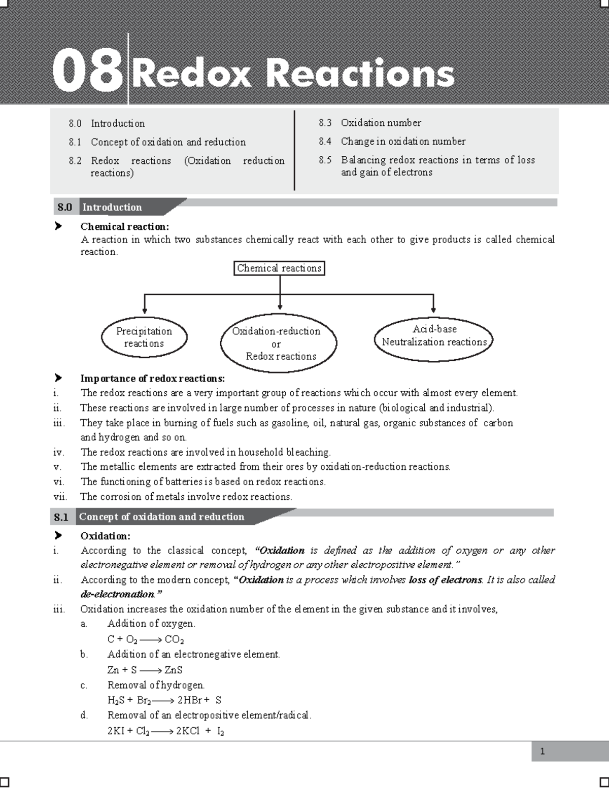 Neet chemistry vol 1 2 - notes - Chapter 08: Redox Reactions Chemical ...