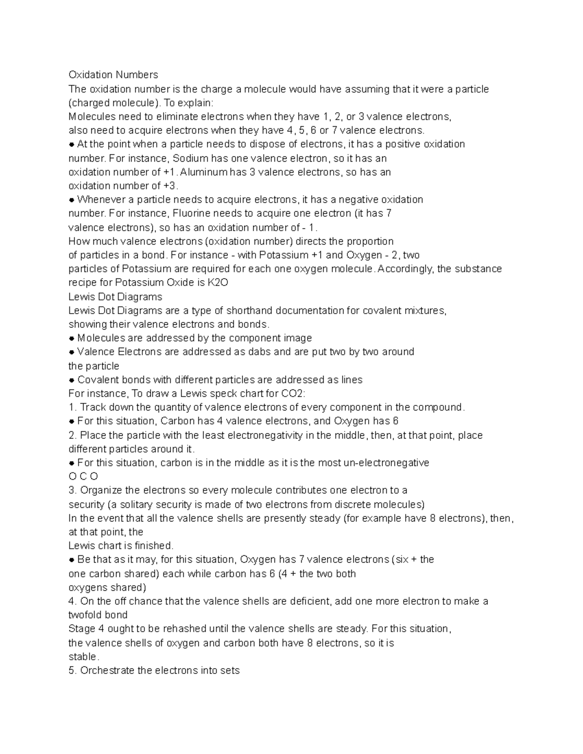 Organic chemistry chapter 4 notes - Oxidation Numbers The oxidation ...