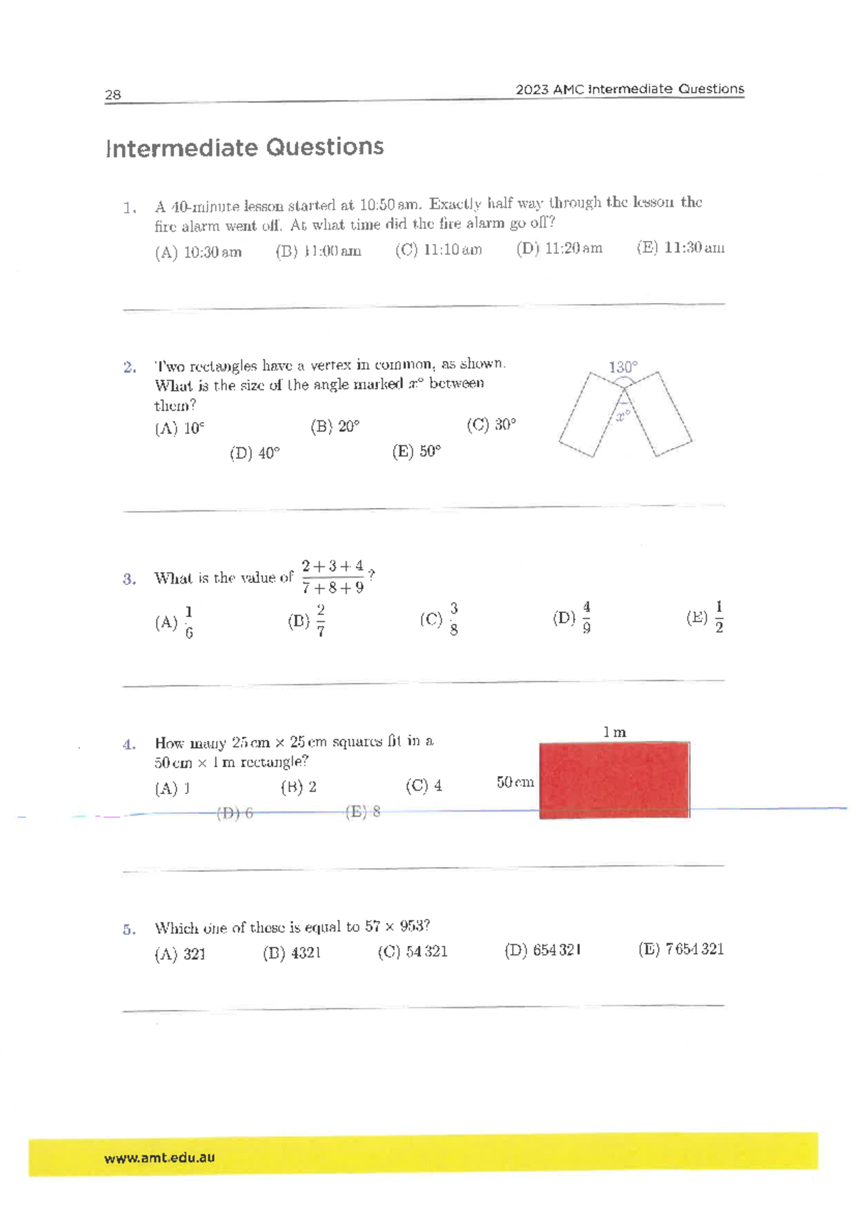 2023 AMC Intermediate Paper - 28 2023 AMC Intermediate Questions ...