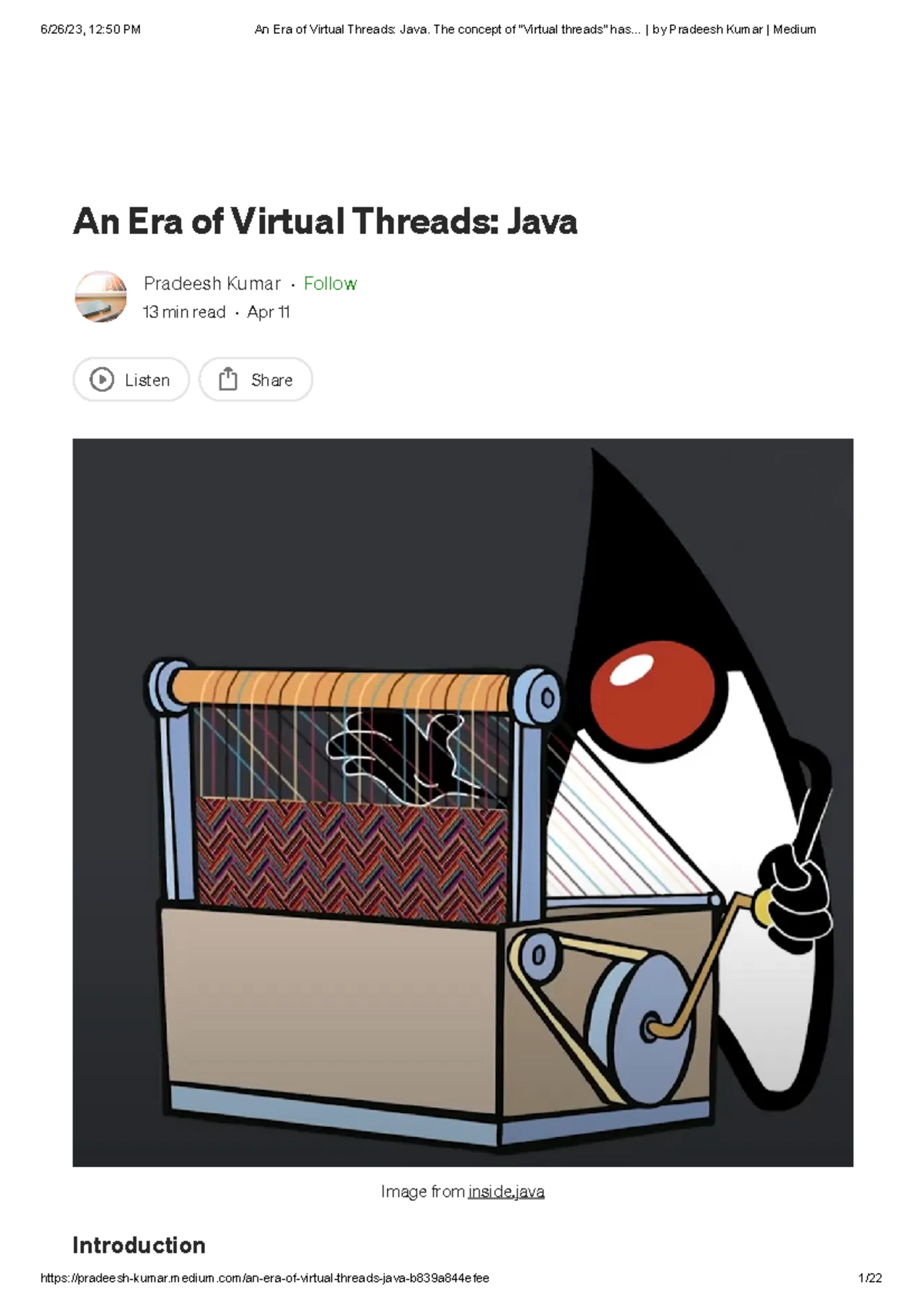 An Era of Virtual Threads Java. The concept of “Virtual threads” has ...