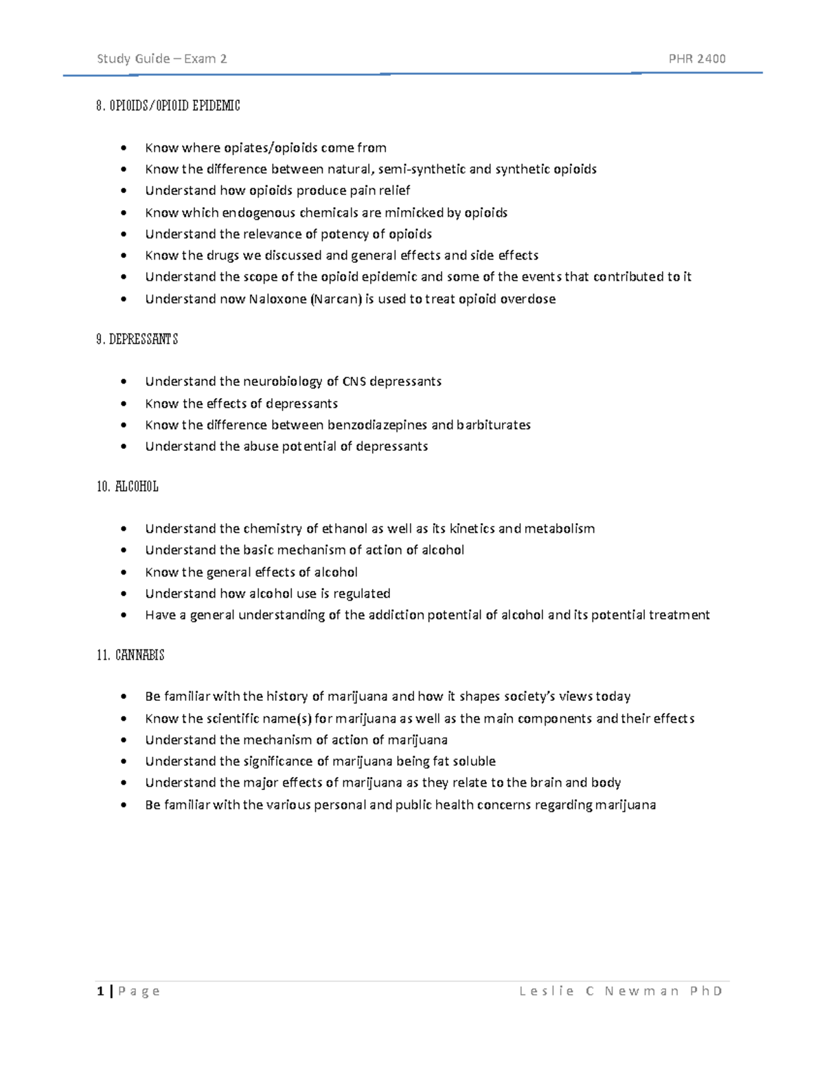 Exam+2+Study+Guide - Study Guide – Exam 2 PHR 2400 1 | P a g e L e s l ...