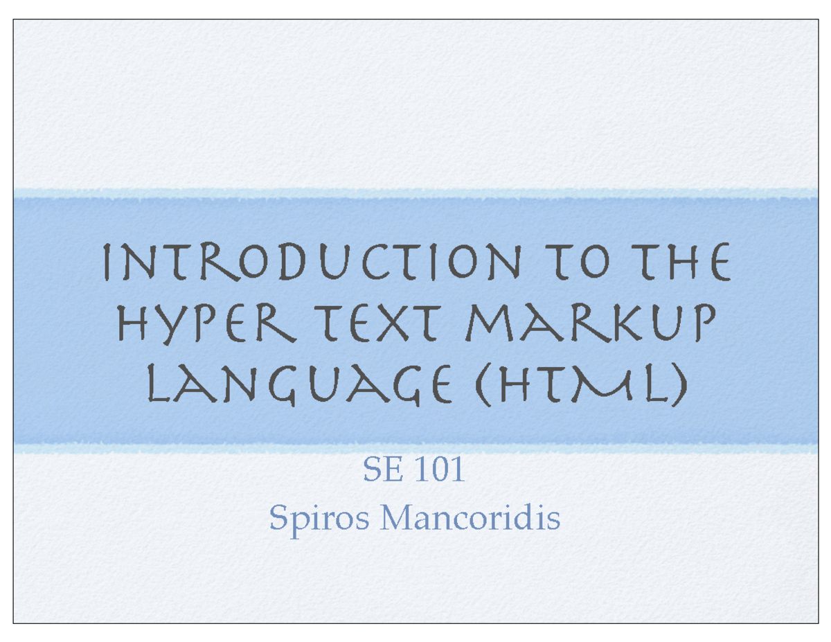 Html - web languages - Introduction to the Hyper Text markup language ...