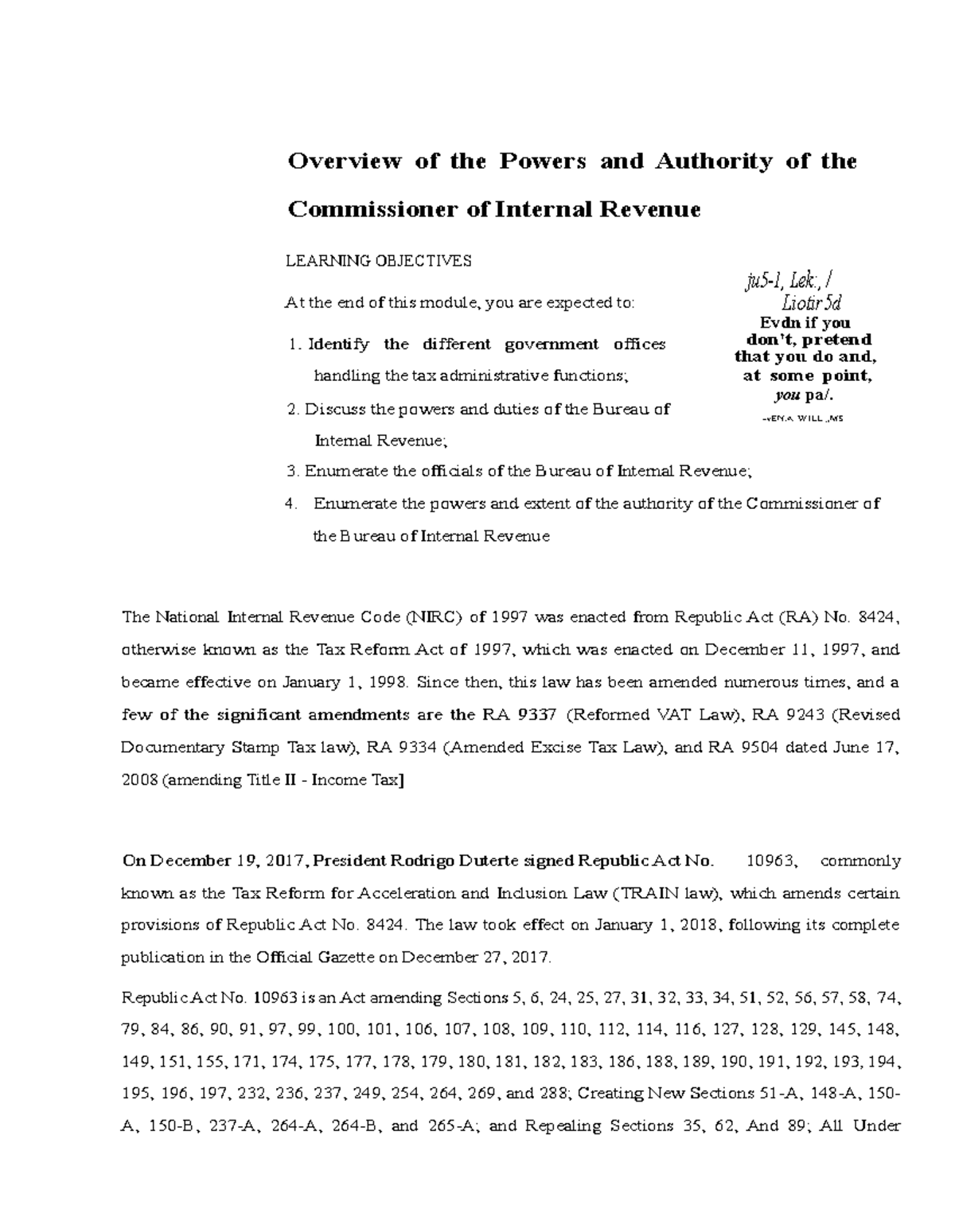 TAX 1 - BAMM6202 Taxation_Philippine_Tax_and_IncOME TAX WEEK 1 WEEK 1 ...