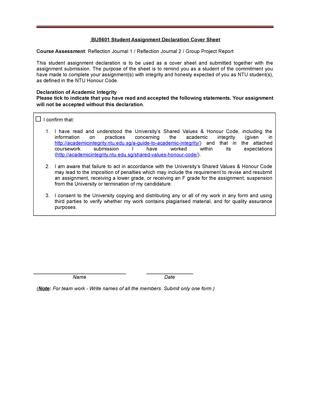 assignment declaration format