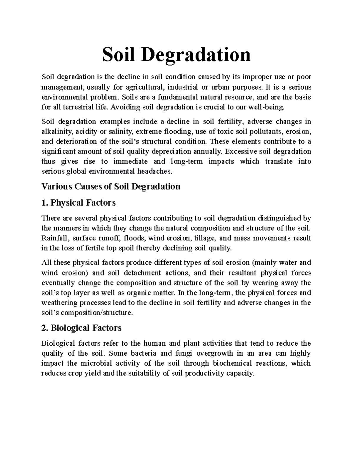 Soil Degradation Soil Degradation Soil Degradation Is The Decline In