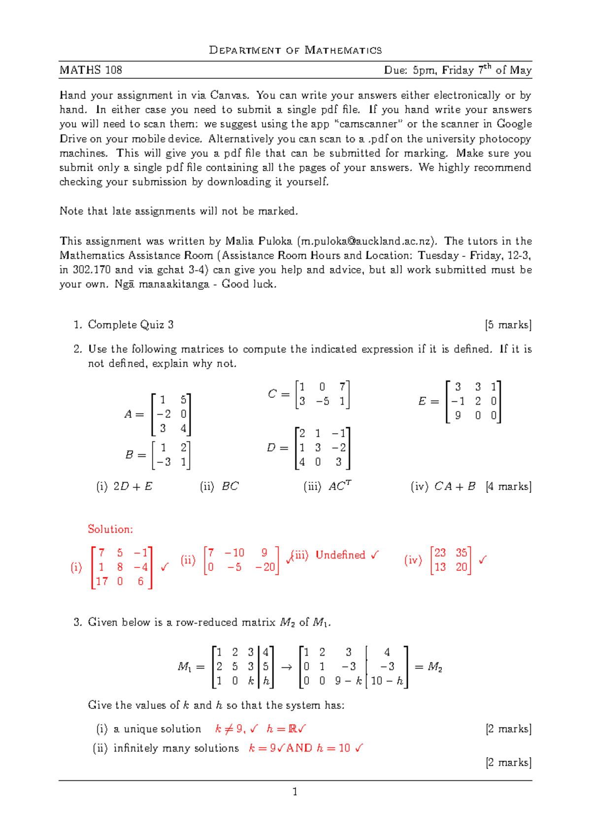 Maths 108 assignment 4 solution - Department of Mathematics MATHS 108 ...