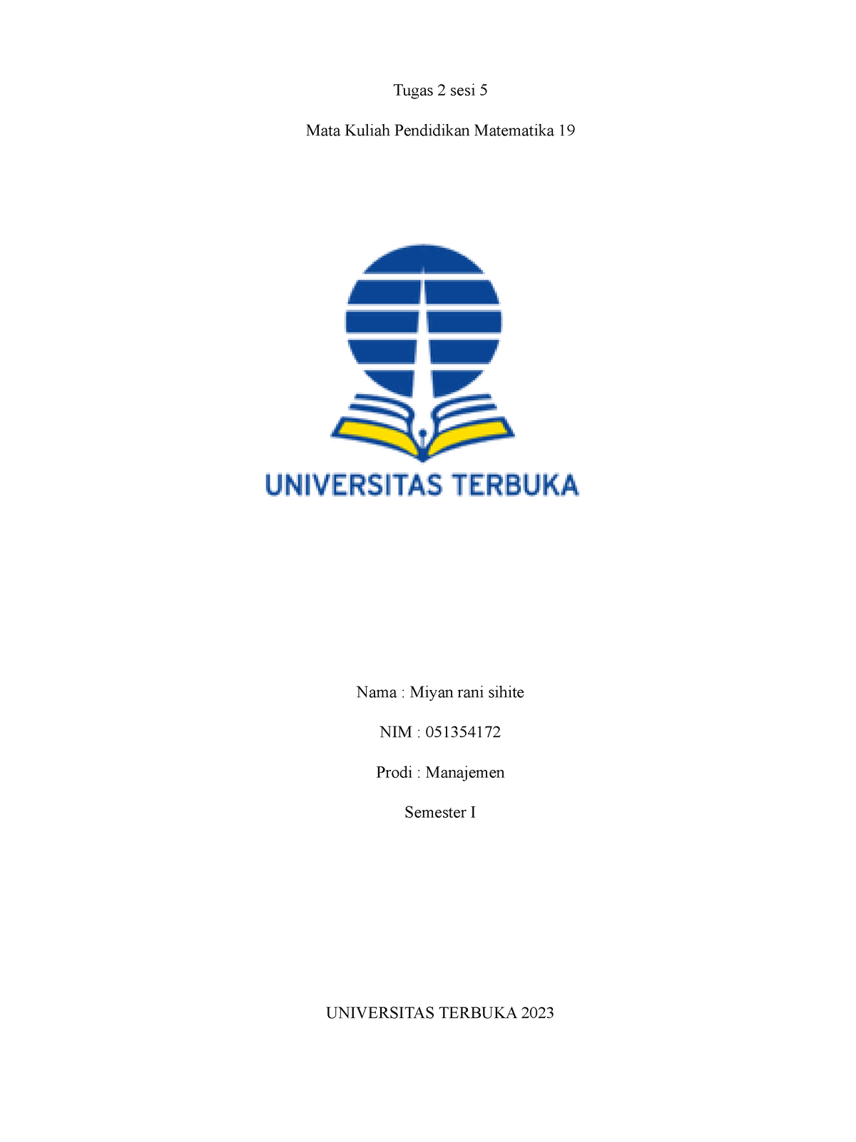 Tugas 2 Matematika - Yess - Tugas 2 Sesi 5 Mata Kuliah Pendidikan ...