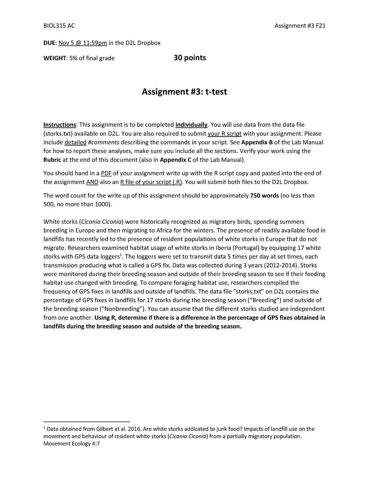 Assignment 3 Biology 315 Fall 2021 Outline - BIOL315 AC Assignment #3 F ...