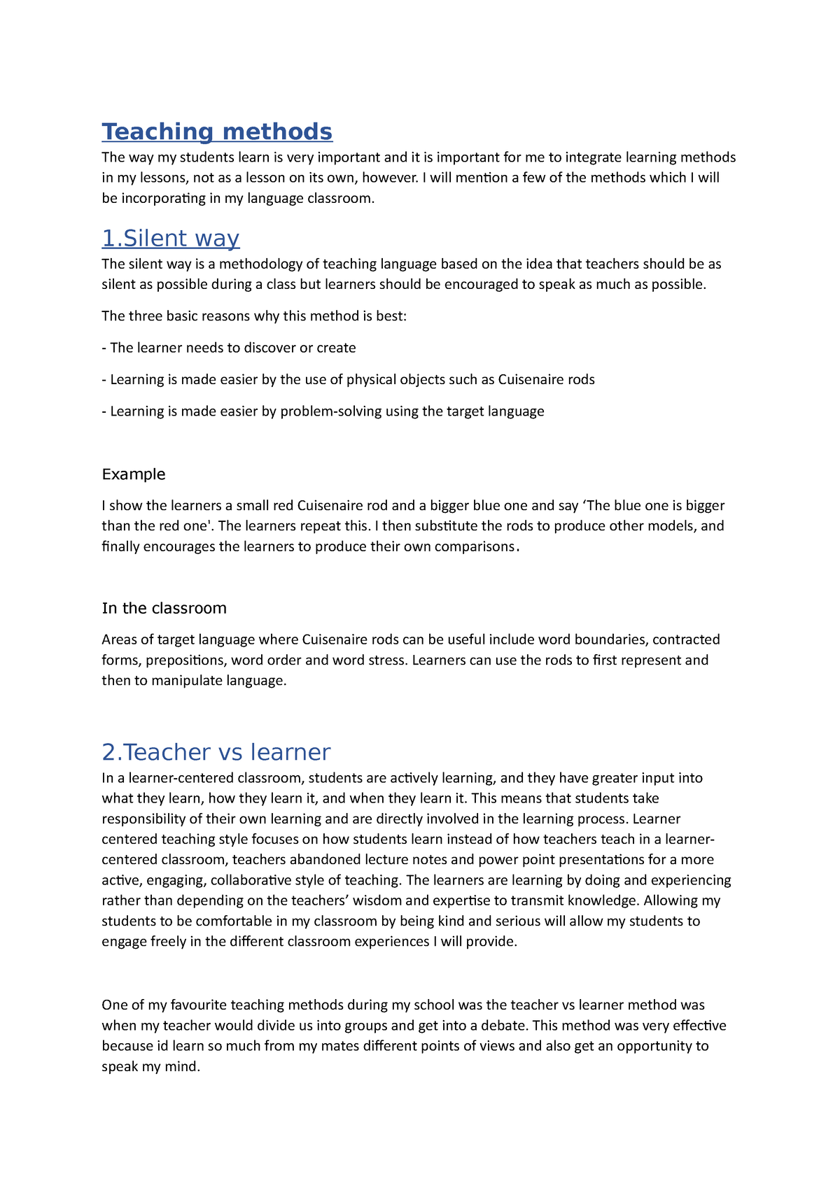 teaching methods meaning essay