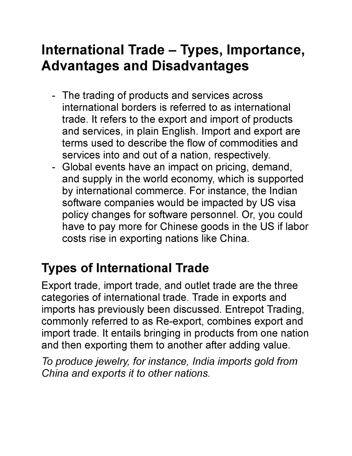 literature review of international trade