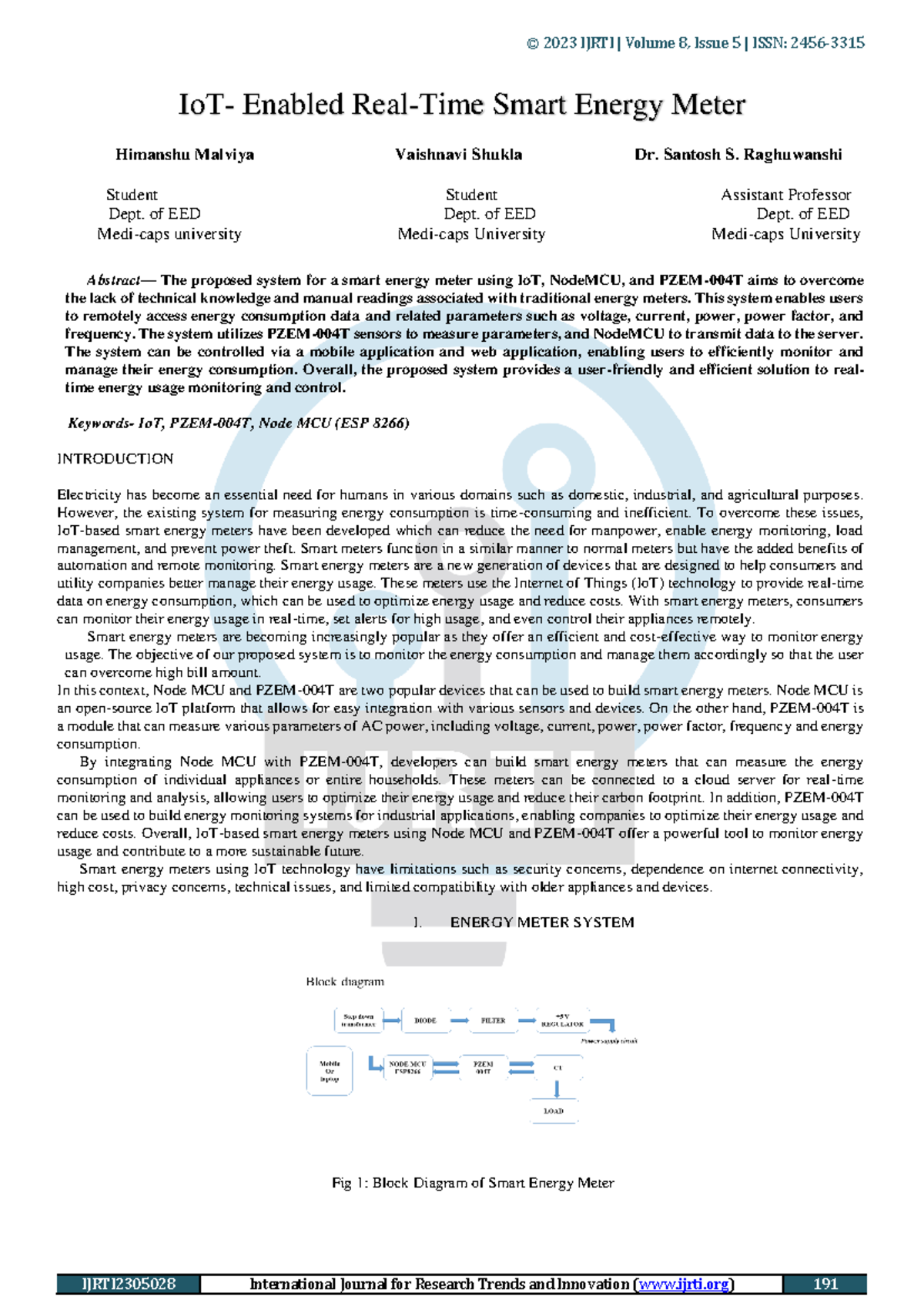 Ijrti 2305028 - IoT- Enabled Real-Time Smart Energy Meter - IoT ...