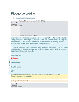 Riesgo de crédito Autocalificable Semana 4 - Riesgo de crédito Puntos extra  4 autocalificable - Studocu