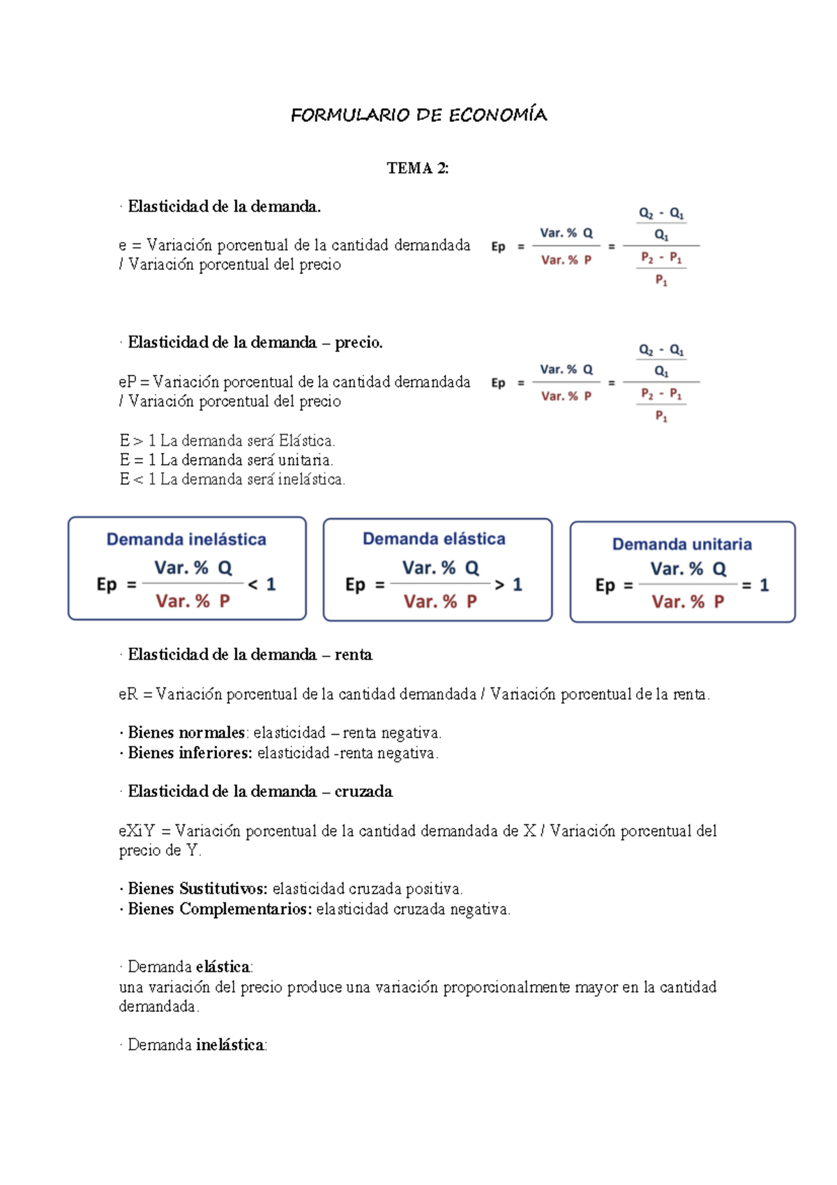 Fórmulas IE Formulas para las prácticas de IE FORMULARIO DE