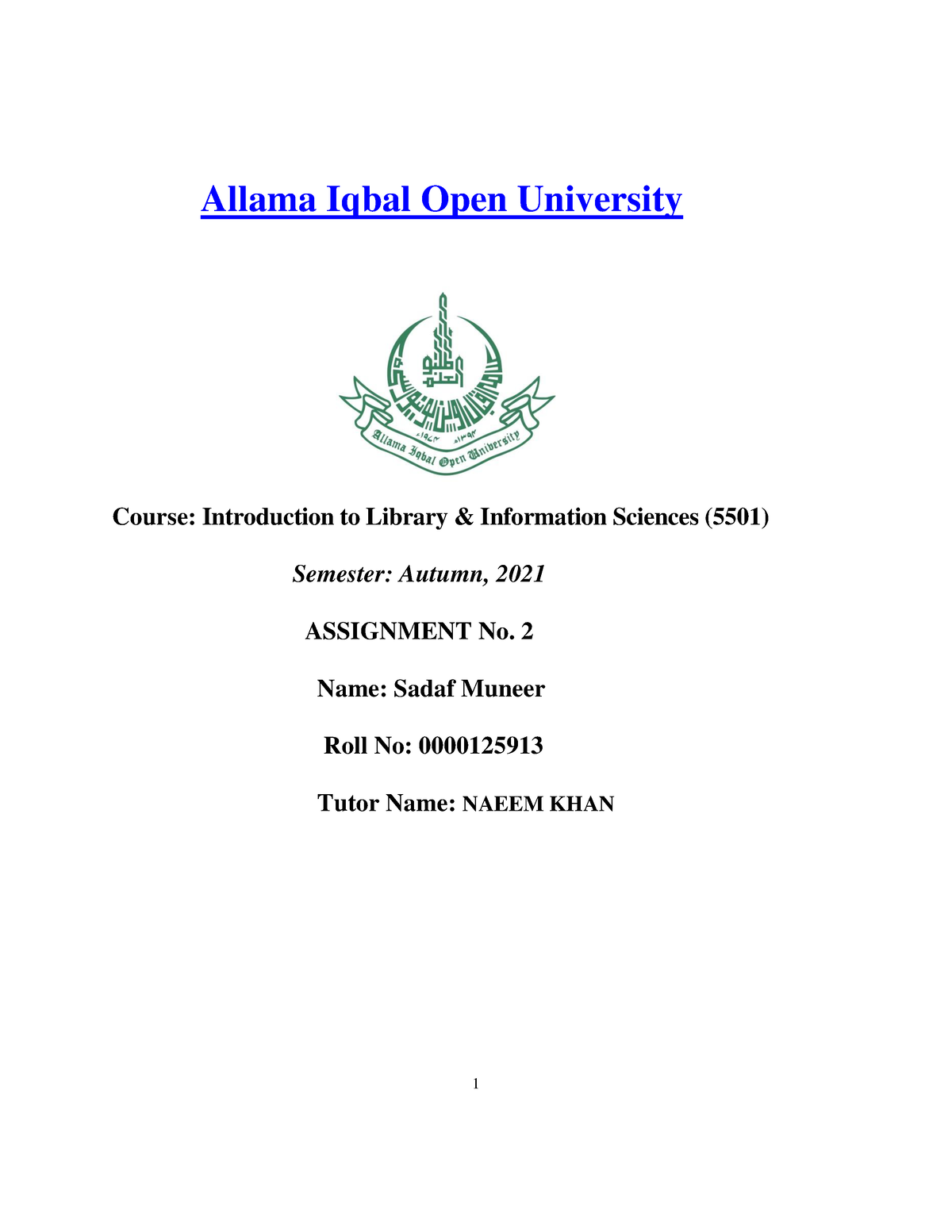 allama iqbal open university solved assignment autumn 2021