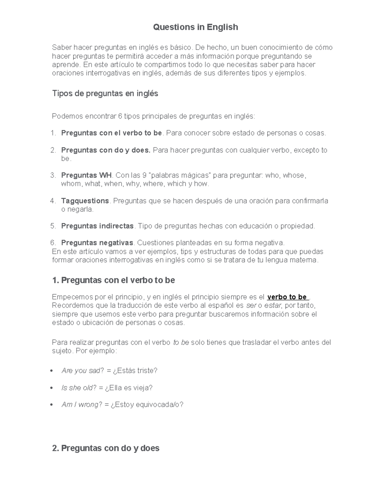 Ingles - Apuntes - Questions in English Saber hacer preguntas en inglés ...